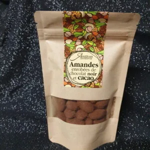 amandes enrobées de chocolat noir maison Antton 110grs